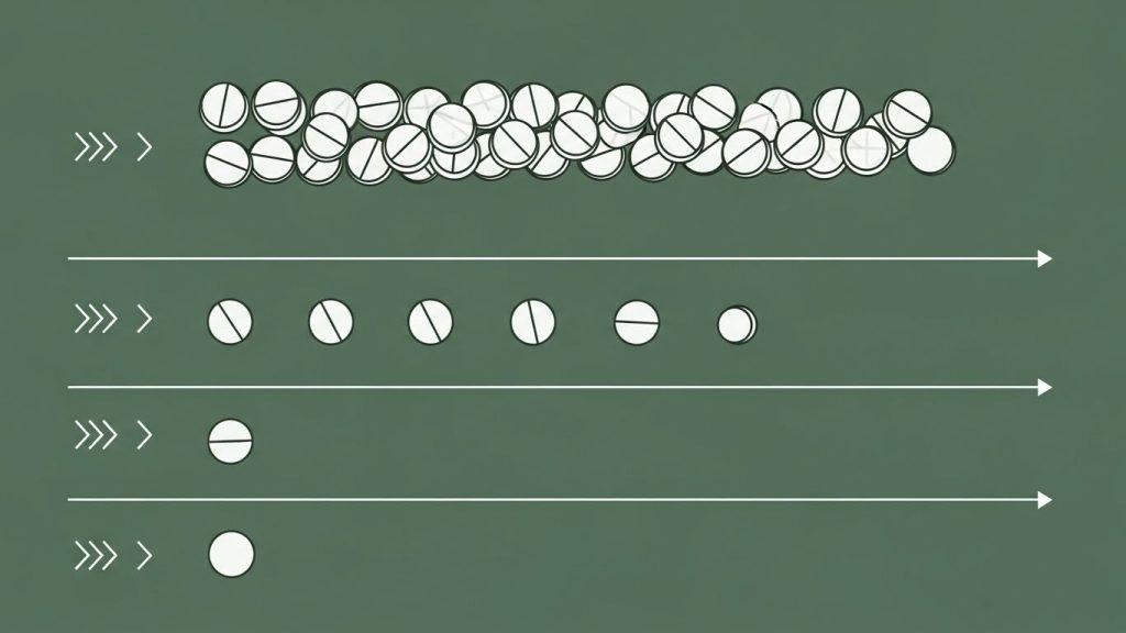 Illustration showing step by step reduction of medication dosage over time.jpg